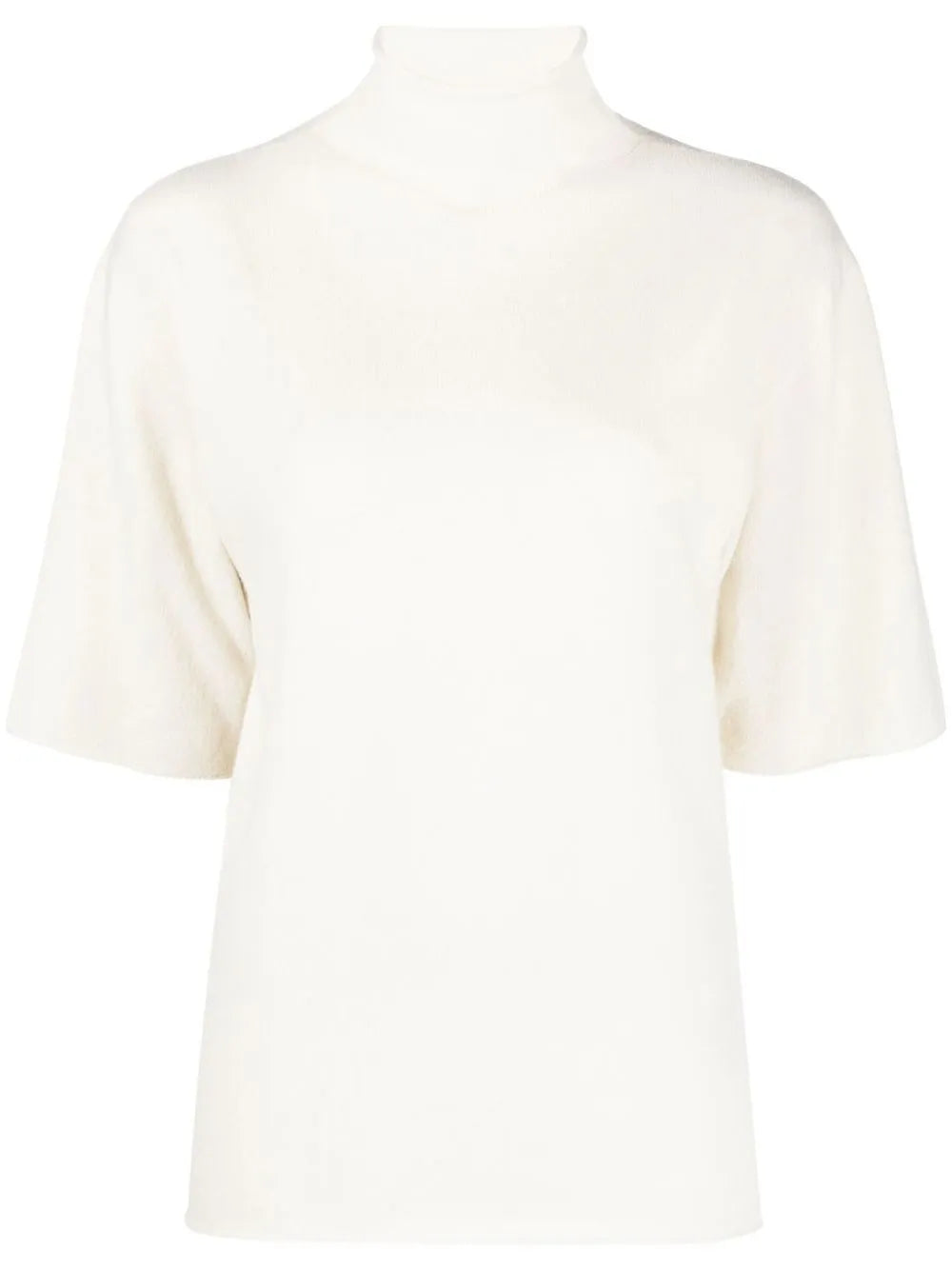 Short-Sleeved Roll-Neck Knitted Top