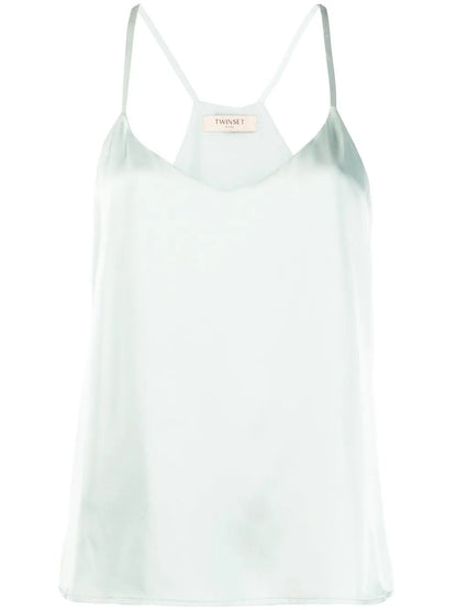 Logo-Plaque Satin Top