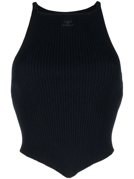 Pointy Rib-Knit Tank Top