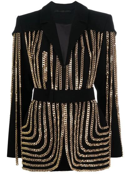 Chain-Detail Single-Breasted Blazer