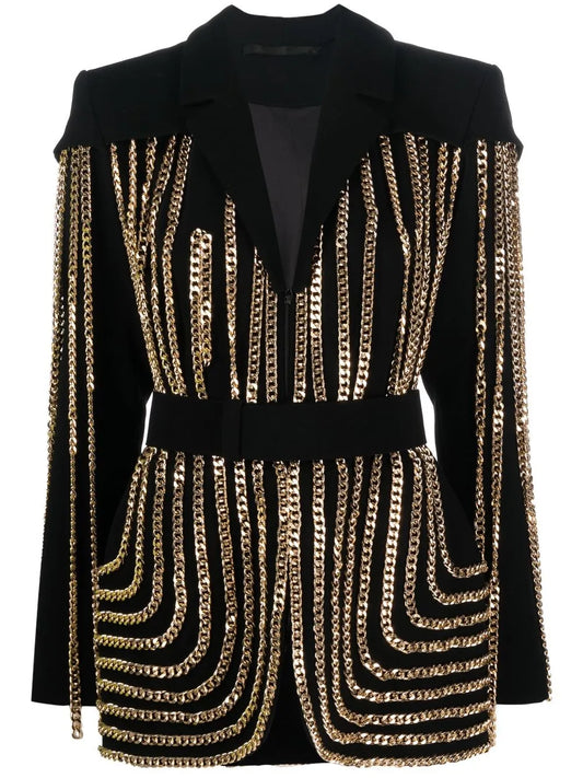 Chain-Detail Single-Breasted Blazer