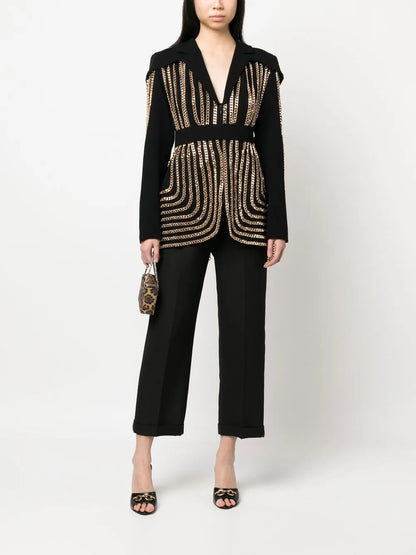 Chain-Detail Single-Breasted Blazer