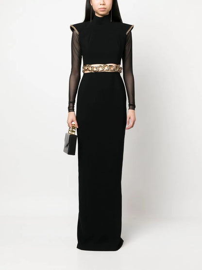 Chain-Link Detail Maxi Dress