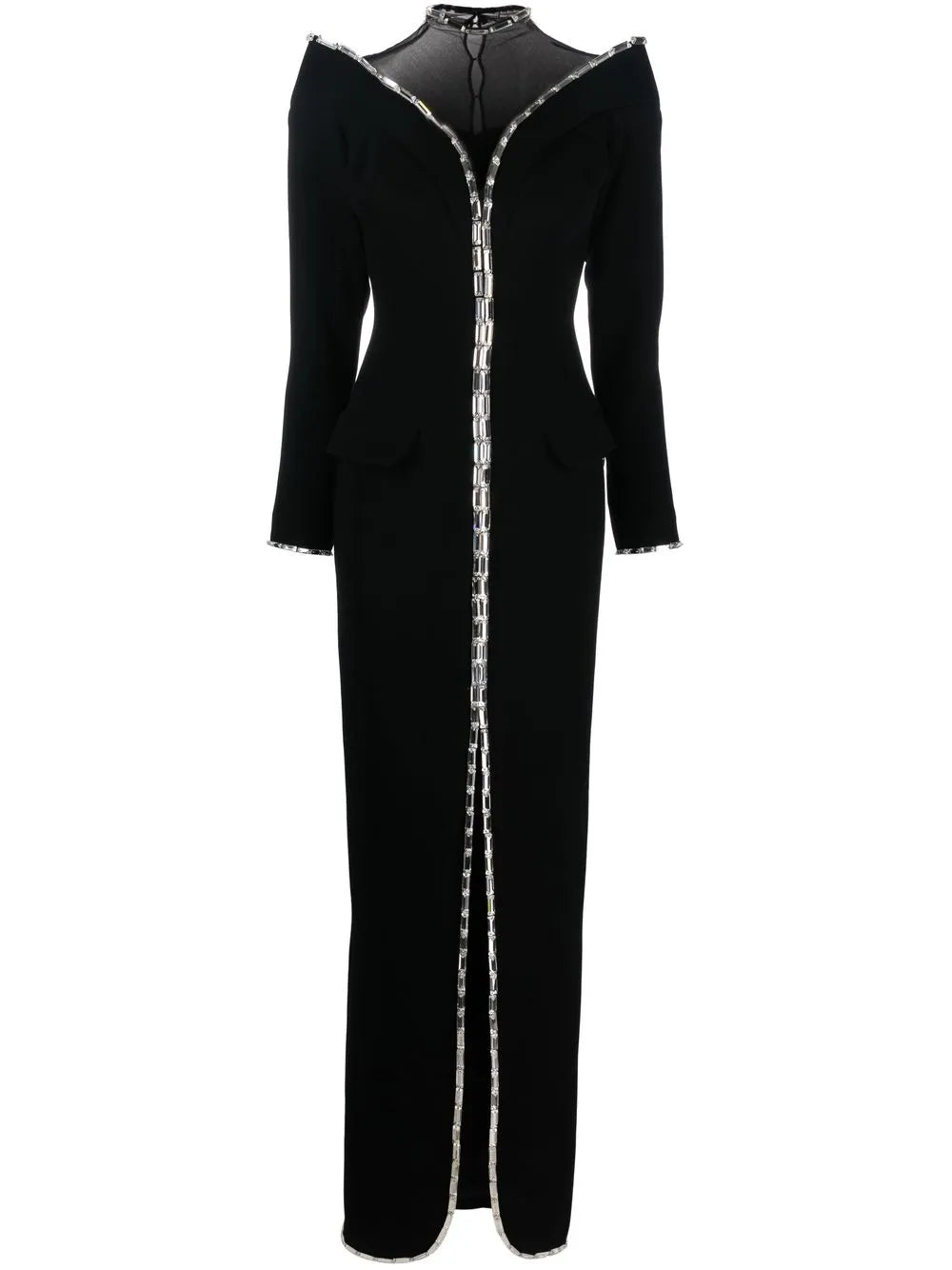 Crystal-Embellished Tailored Maxi Dress