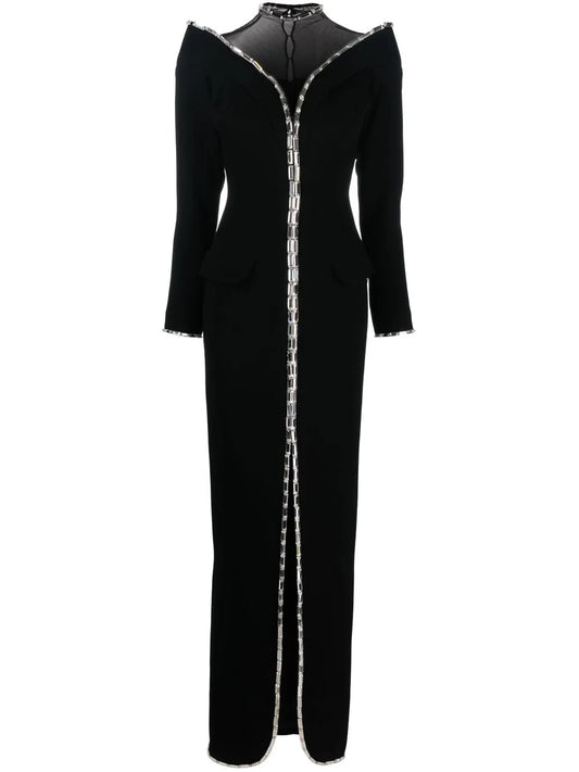 Crystal-Embellished Tailored Maxi Dress