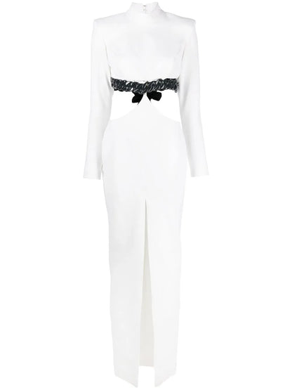 Chain-Detail Cut-Out Maxi Dress