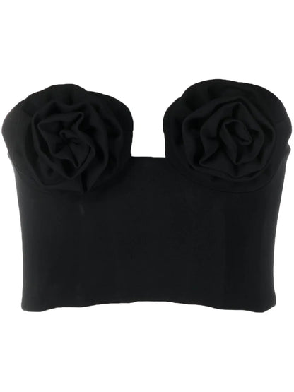Flower Applique Bustier-Style Top