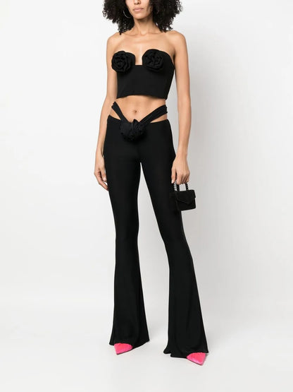 Flower Applique Bustier-Style Top