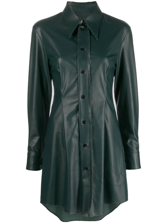 Faux-Leather Shirt Dress