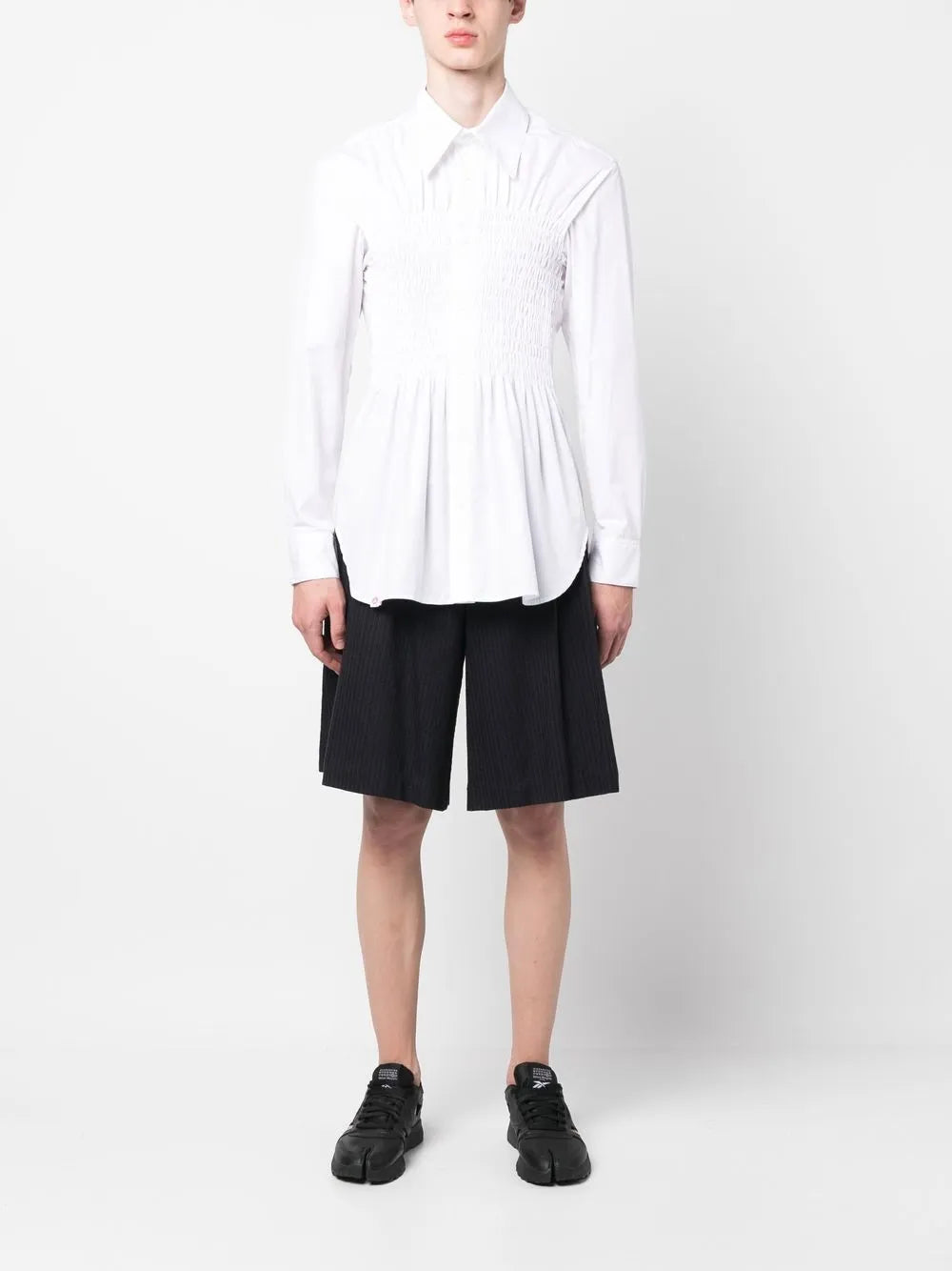 Smocking Stitch Long-Sleeve Shirt