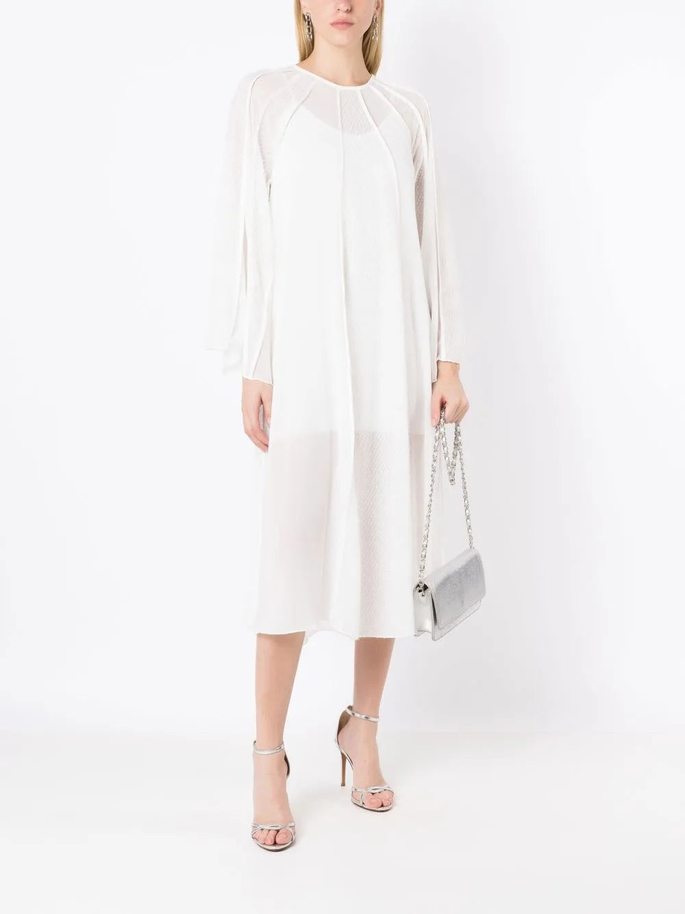 Wide-Sleeved Fringe-Detail Dress