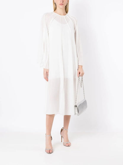 Wide-Sleeved Fringe-Detail Dress