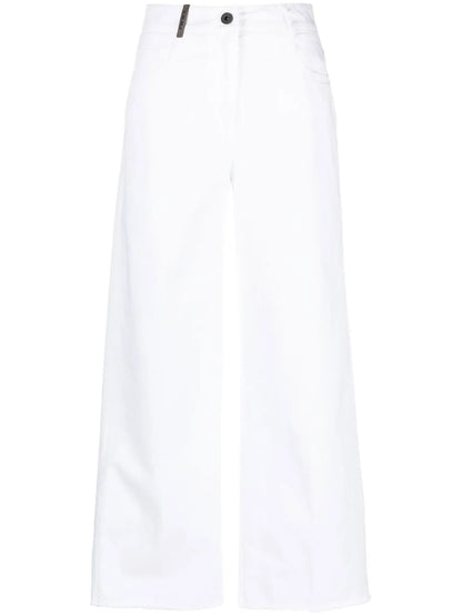 Ribbed Hem Palazzo Trousers
