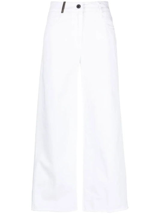 Ribbed Hem Palazzo Trousers