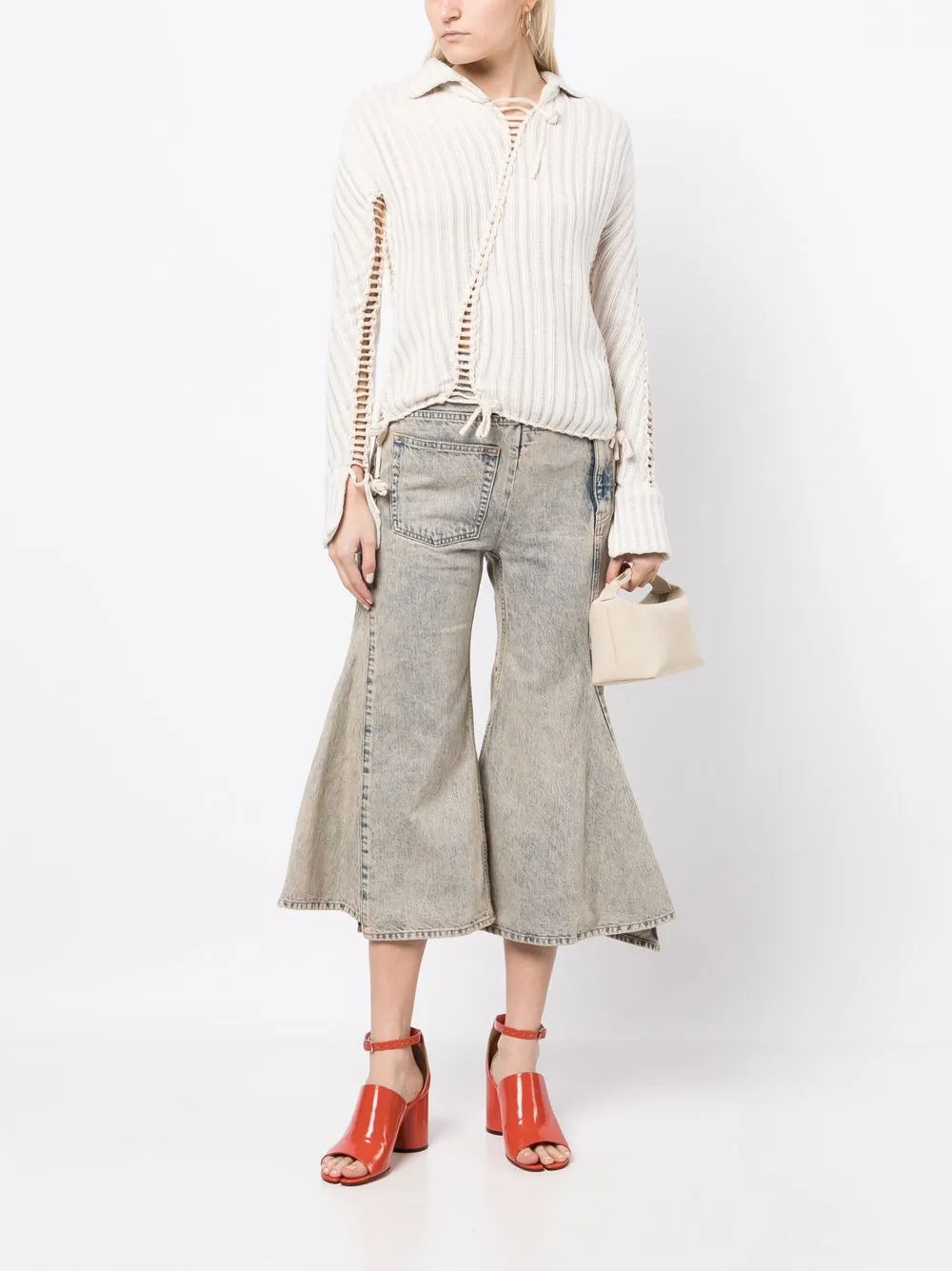 Cropped Flared Denim Jeans