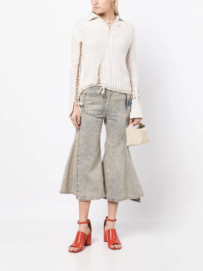 Cropped Flared Denim Jeans