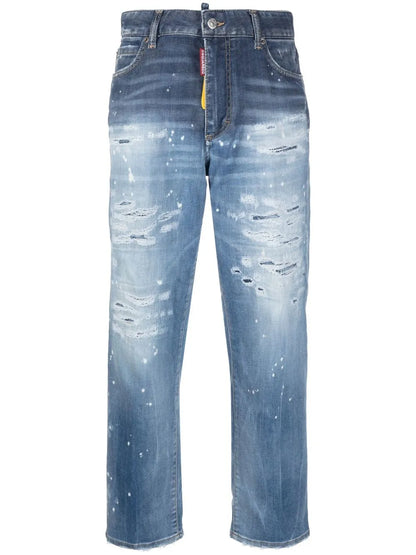 Logo-Patch Cropped Jeans