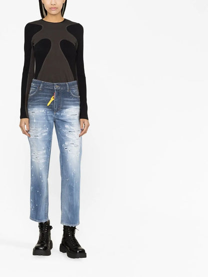 Logo-Patch Cropped Jeans