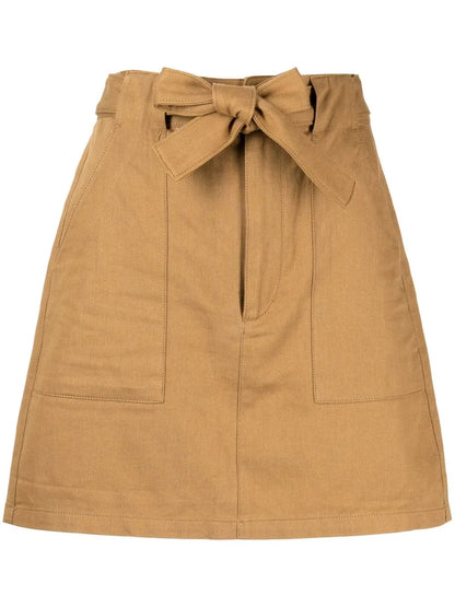 Belted-Waist A-Line Skirt