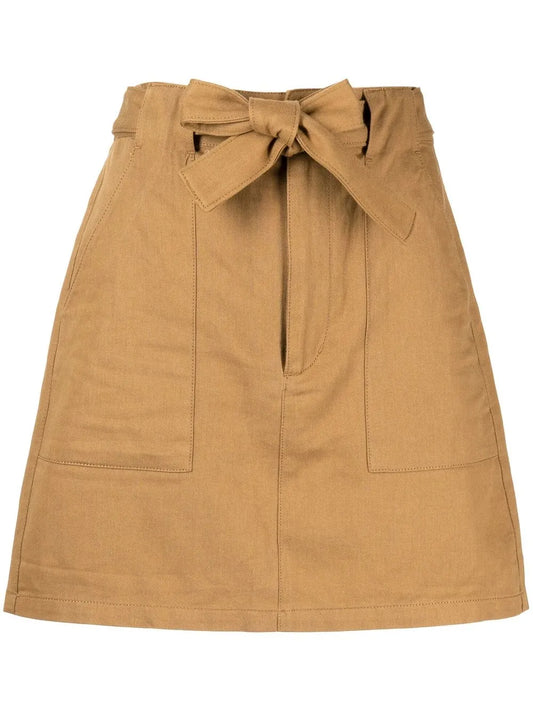 Belted-Waist A-Line Skirt