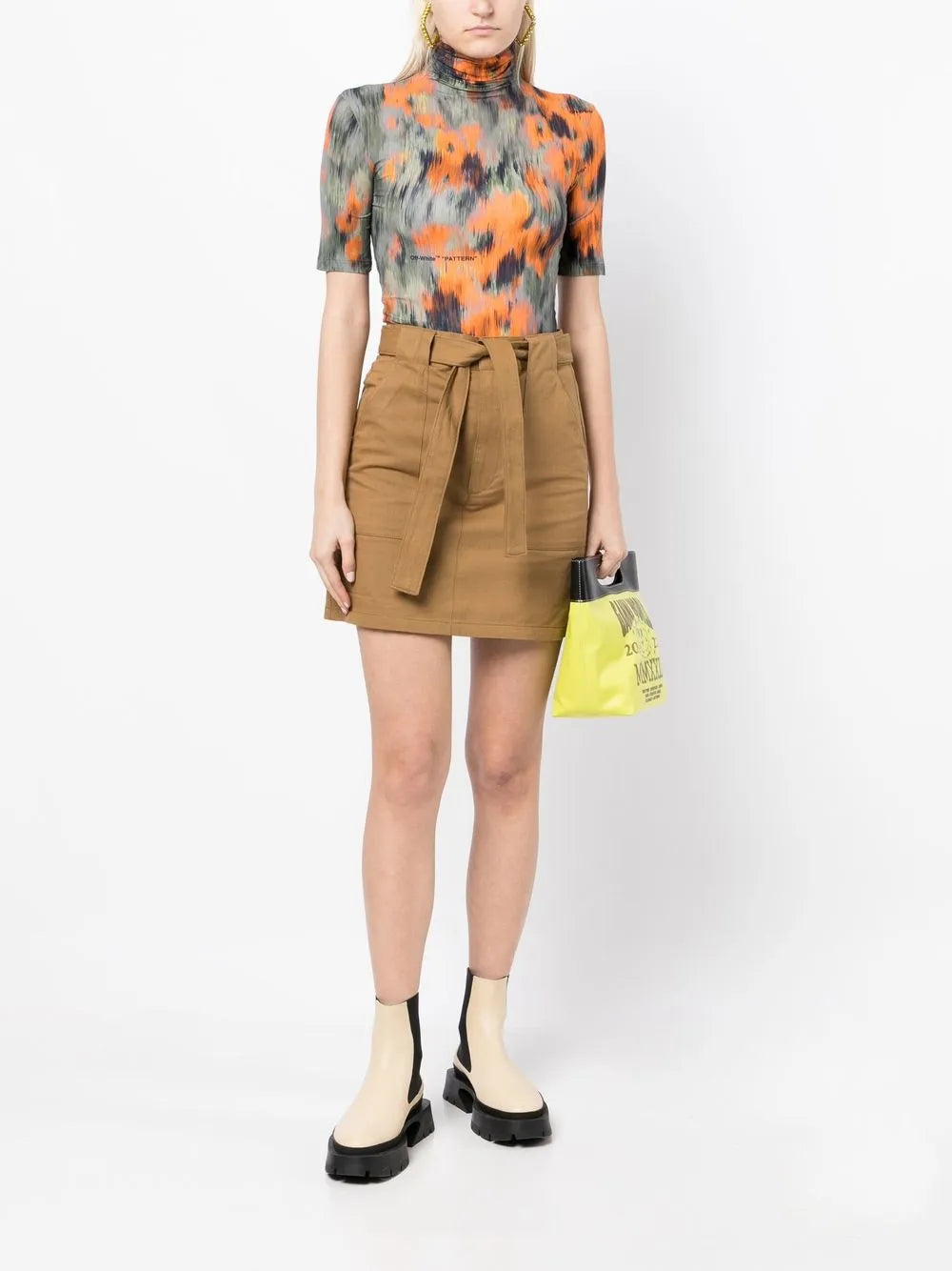 Belted-Waist A-Line Skirt