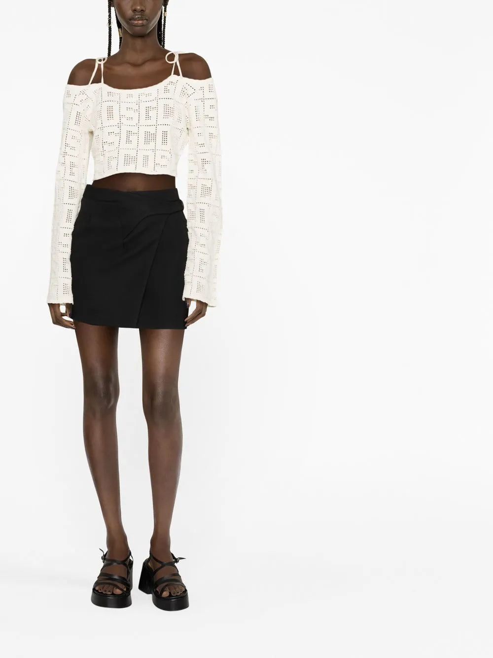 Crochet-Knit Logo Crop Top