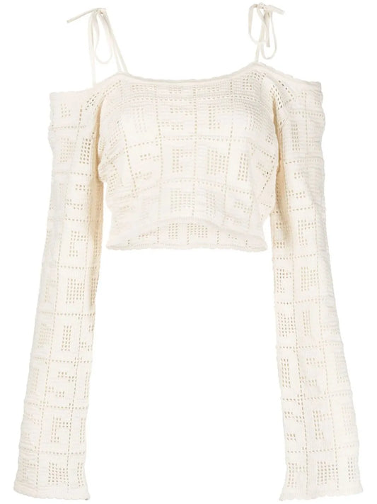Crochet-Knit Logo Crop Top