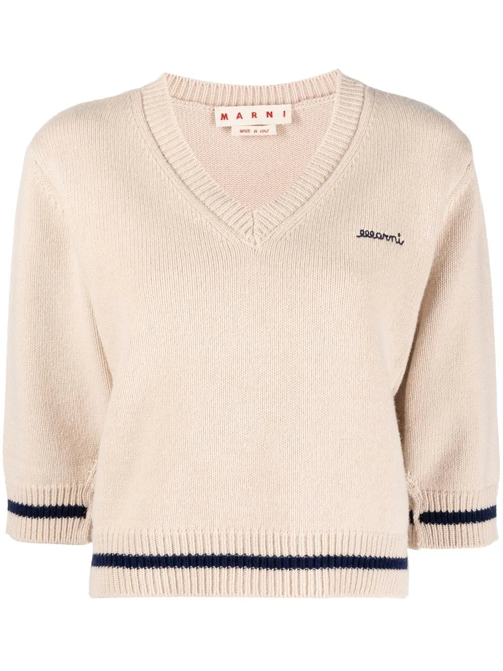 Logo-Embroidered V-Neck Jumper