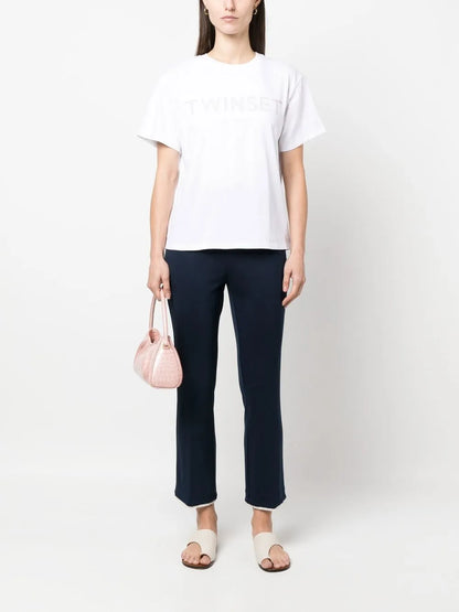 Pearl-Embellished Cropped Trousers