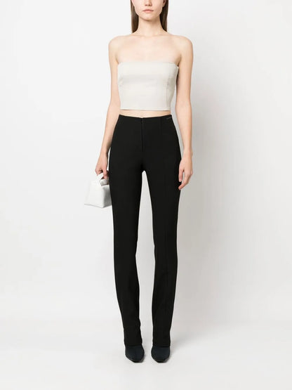 Embroidered-Logo High-Waist Trousers
