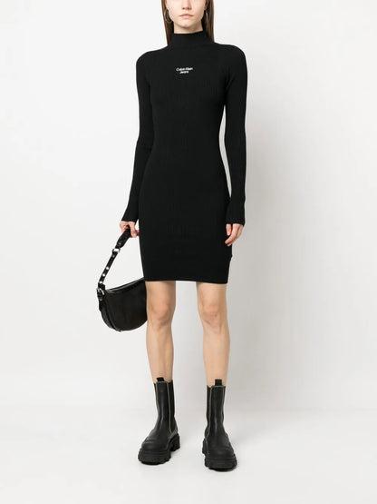 Logo-Embroidered Knit Dress