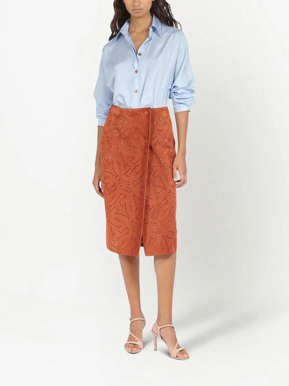 Button-Front Satin Shirt