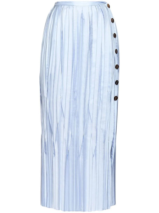 Pleated Silk Midi Skirt