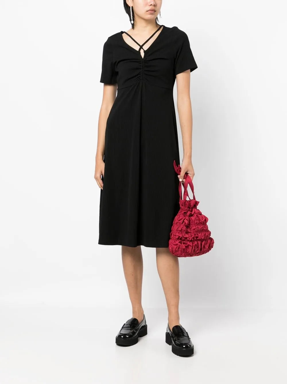 Gathered-Detailing Midi Dress