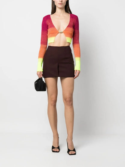 Degradé-Effect Lurex Cropped Cardigan