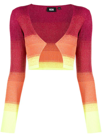 Degradé-Effect Lurex Cropped Cardigan