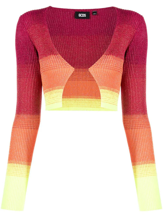 Degradé-Effect Lurex Cropped Cardigan