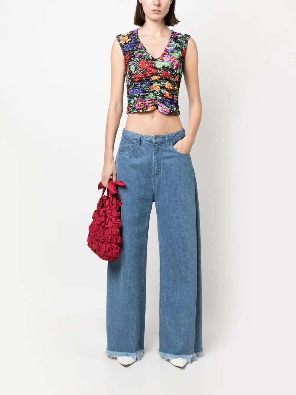 Floral-Print Ruched Vest Top