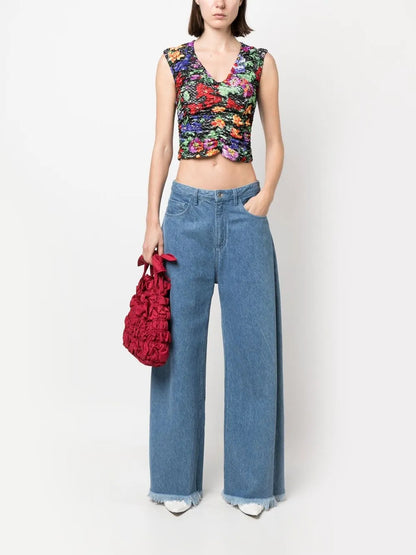 Floral-Print Ruched Vest Top
