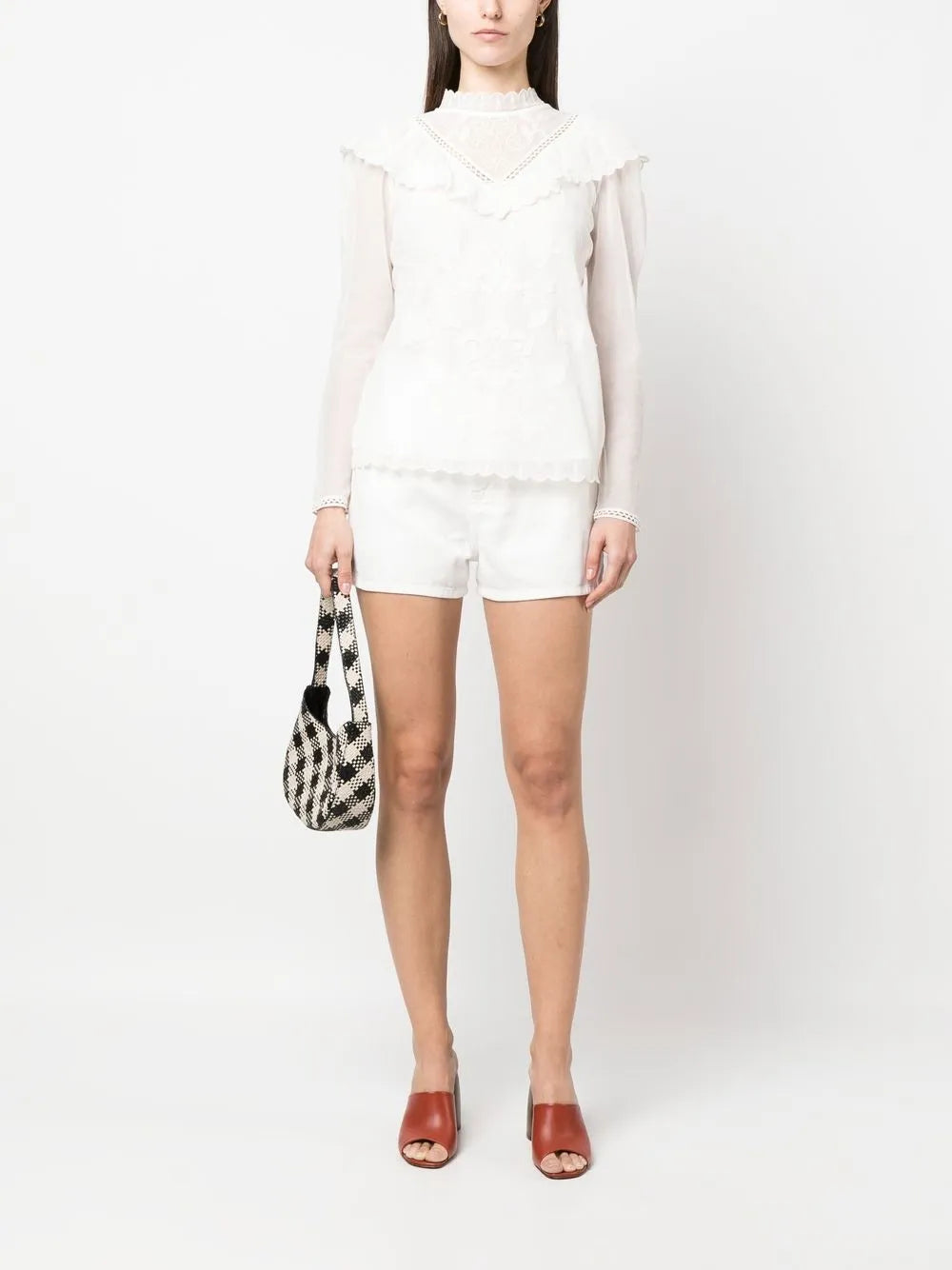Embroidered Mesh Blouse