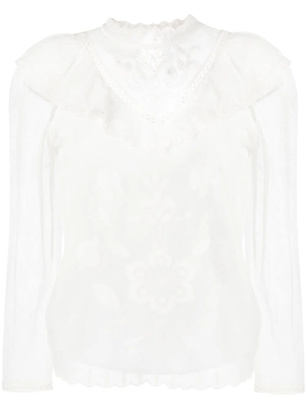 Embroidered Mesh Blouse