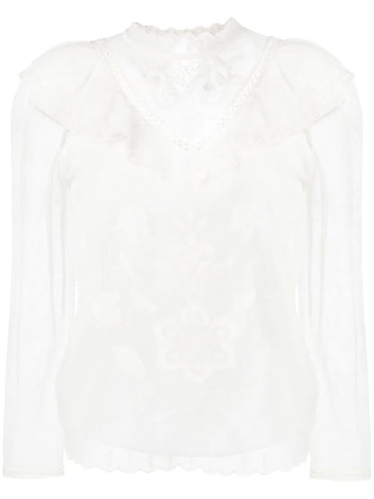 Embroidered Mesh Blouse