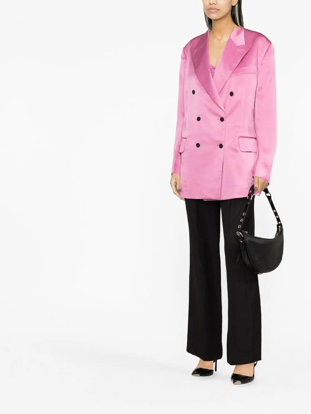 Double-Breasted Long-Sleeve Blazer