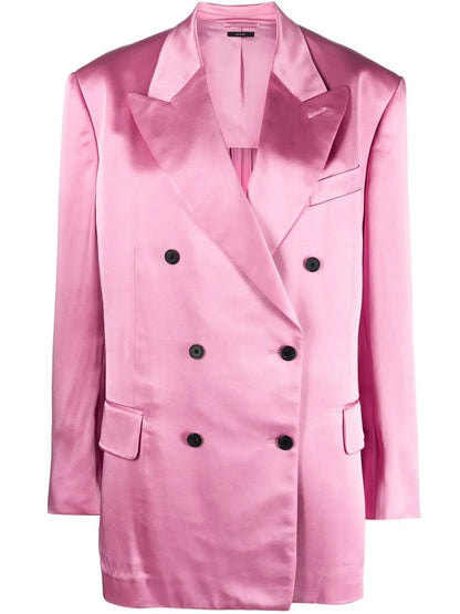 Double-Breasted Long-Sleeve Blazer
