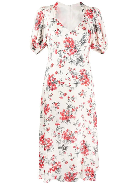 Paradise Scatter-Flower-Print Midi Dress