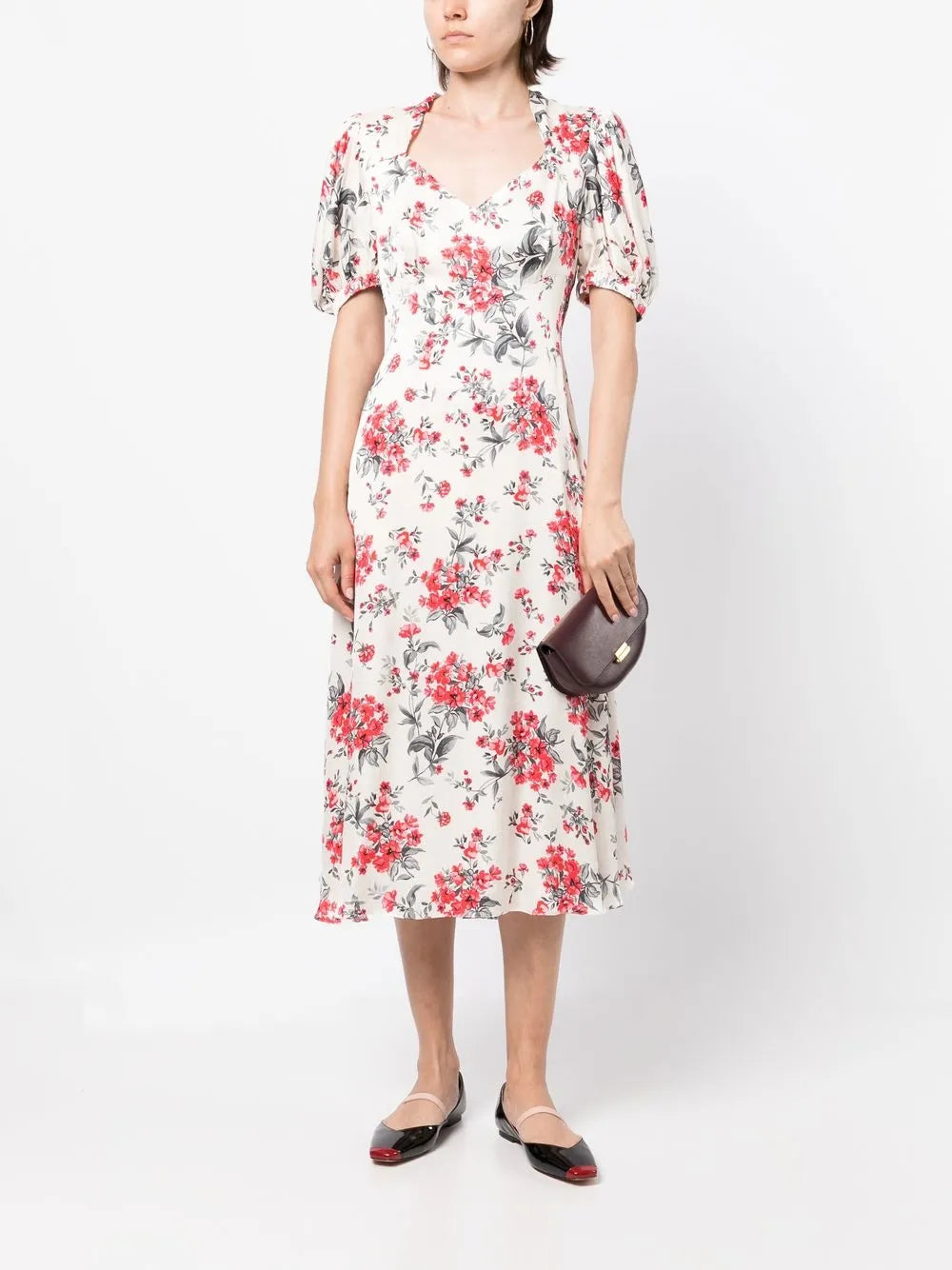 Paradise Scatter-Flower-Print Midi Dress