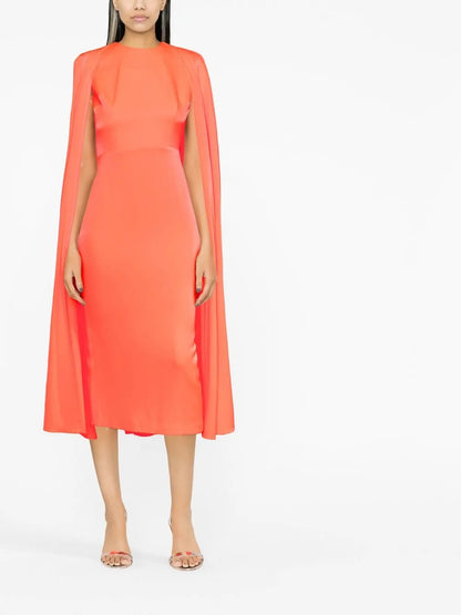Cape Design Slim-Cut Dress