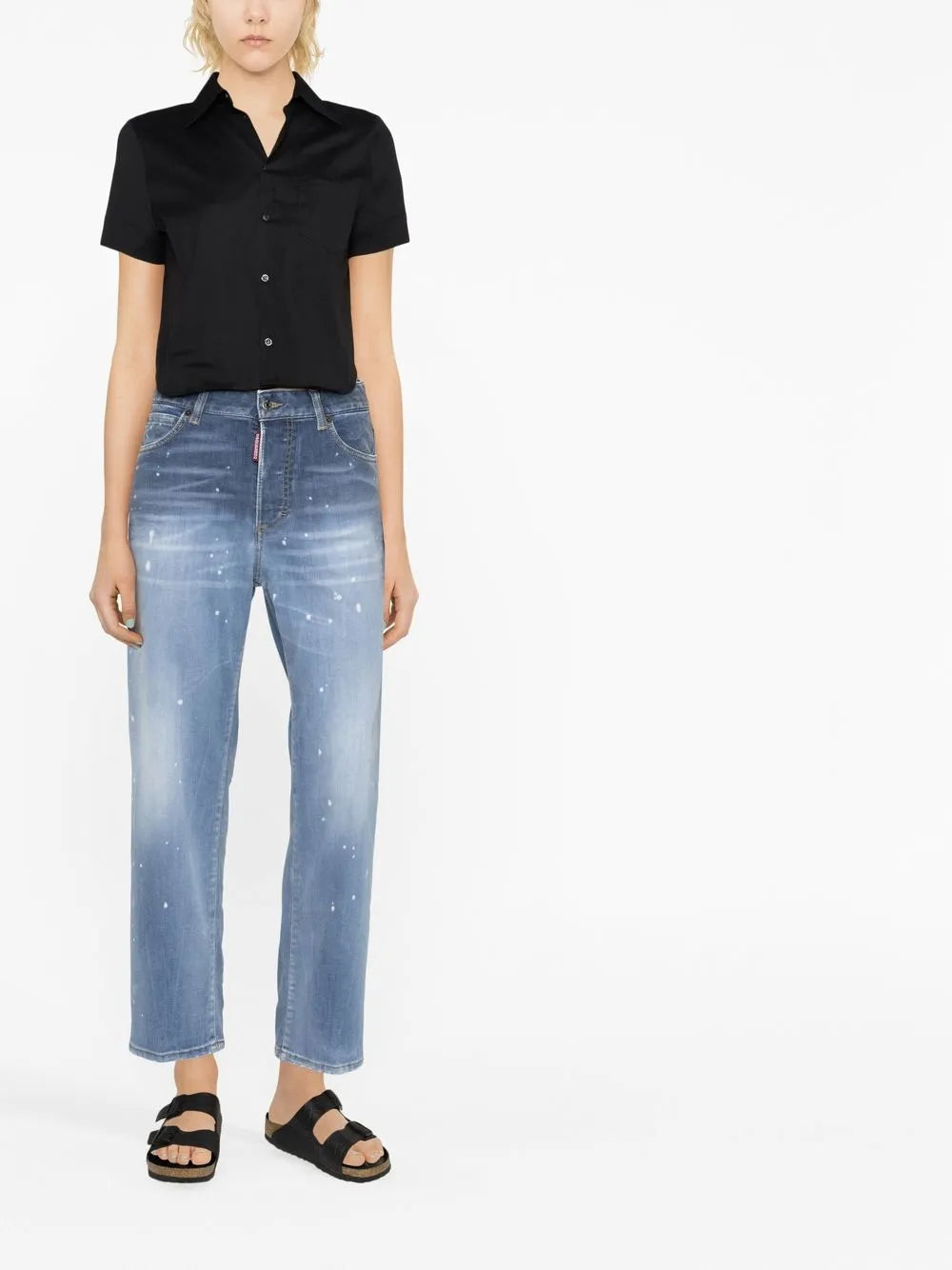 Distressed Straight-Leg Jeans