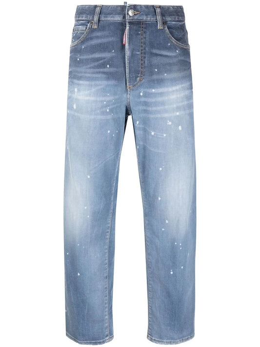 Distressed Straight-Leg Jeans