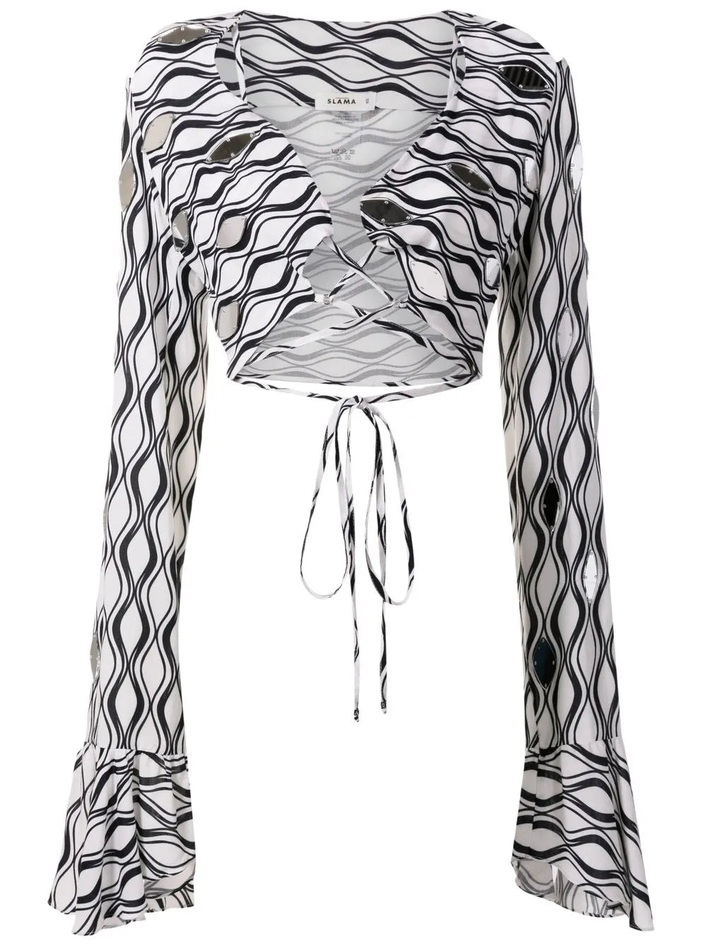 Long-Sleeved Tie-Fastening Blouse